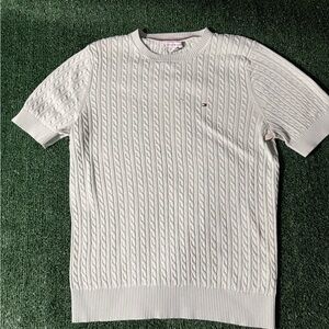 Tommy Hilfiger Cream Cable Knit Crewneck Sweater